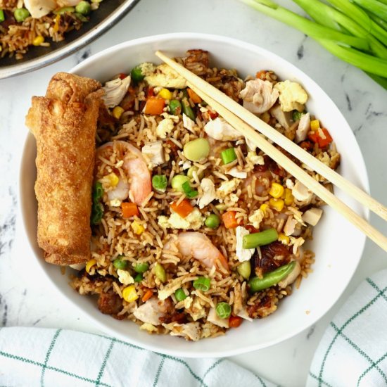 Shrimp & Chicken Fried Rice - Recipe photo by Grits and Pinecones