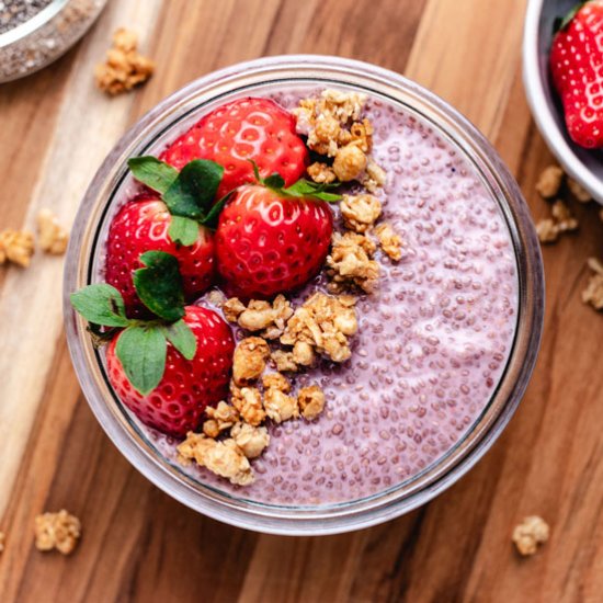 Strawberry Chia Pudding - Recipe photo by Three Little Chickpeas