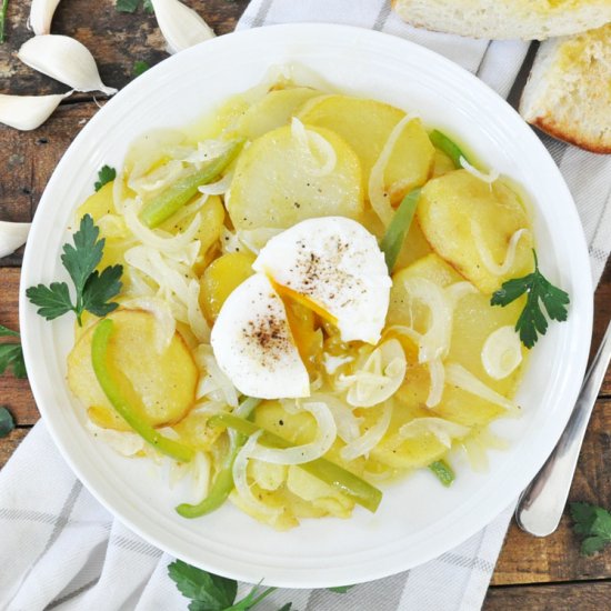 Classic Spanish Potatoes and Eggs - Recipe photo by Spain on a Fork