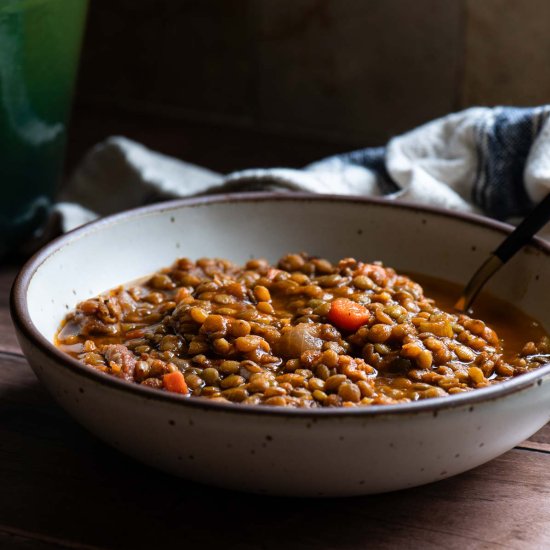 Bacon Lentil Soup - Recipe photo by brunchandbatter