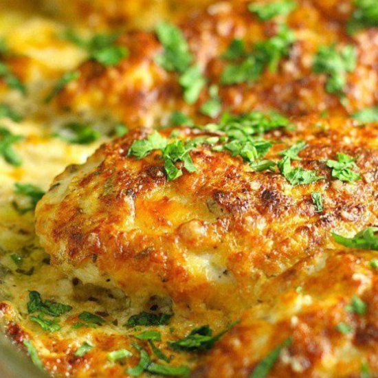 Smothered Cheesy Sour Cream Chicken - Recipe photo by numstheword