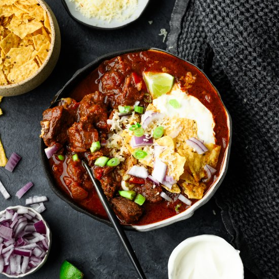 Beanless Chuck Roast Chili - Recipe photo by chelseajoyeats