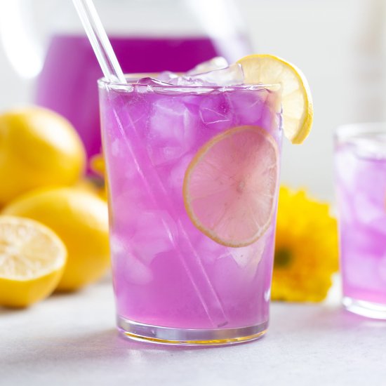 Butterfly Pea Flower Lemonade - Recipe photo by thehealthfulideas