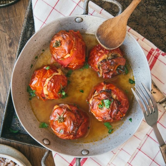 Baked Chicken Stuffed Tomatoes - Recipe photo by zesttangerine