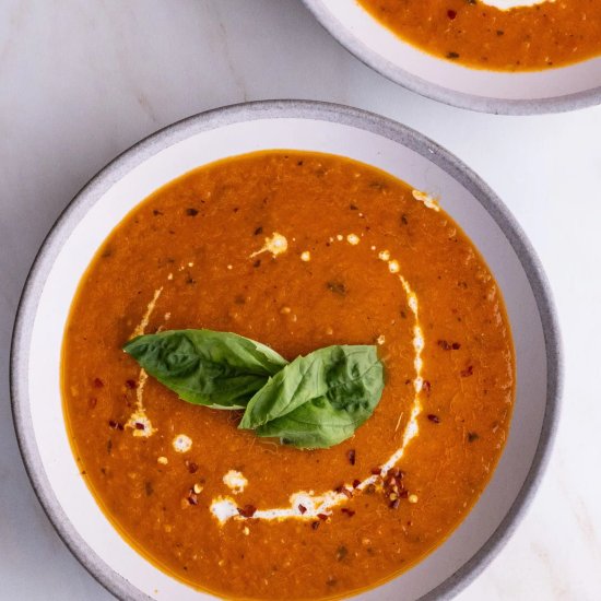 Slow Cooker Tomato Basil Soup - Recipe photo by SuburbanSimplicity