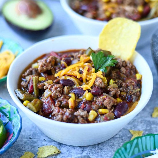 Fire Roasted Chili with Turkey - Recipe photo by brunchandbatter