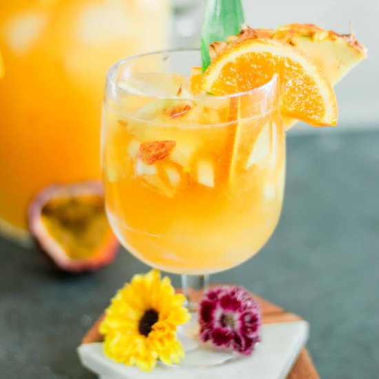 Sangria with Passion Fruit and Rum - Recipe photo by A Latin Flair