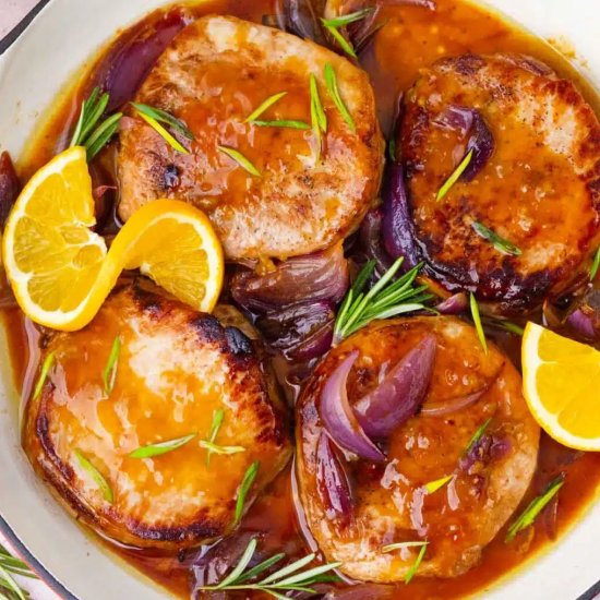 Orange Glazed Pork Chops - Recipe photo by peasandpeonies