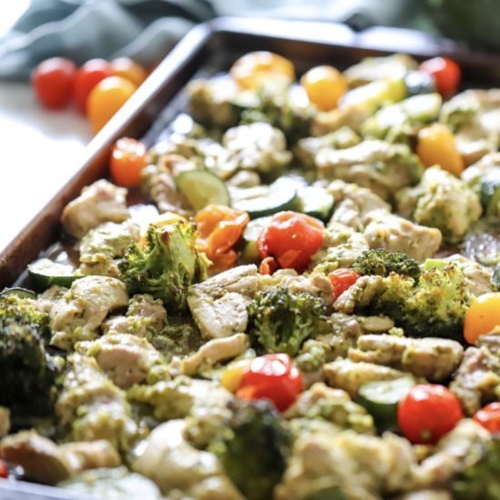 Easy One-Pan Chicken Pesto Recipe - Recipe photo by SuburbanSimplicity