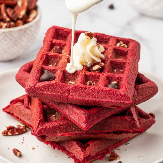 Red Velvet Cake Waffles - Recipe photo by Abi Thiya