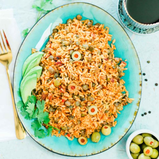 Puerto Rican Rice with Pigeon Peas - Recipe photo by A Latin Flair