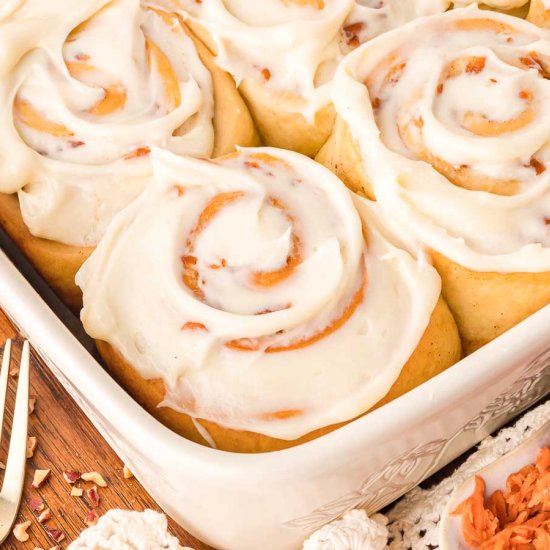 Carrot Cake Cinnamon Rolls - Recipe photo by Tessies Table