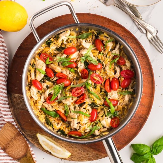 Lemon Chicken Orzo Pasta - Recipe photo by Grits and Pinecones
