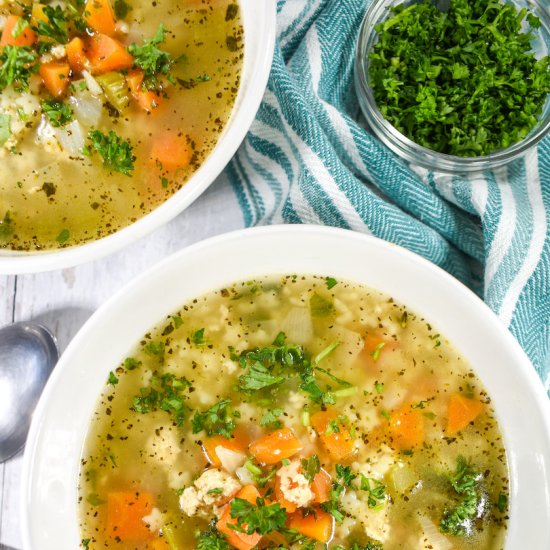 Vegetarian Chicken Noodle Soup - Recipe photo by bastecutfold