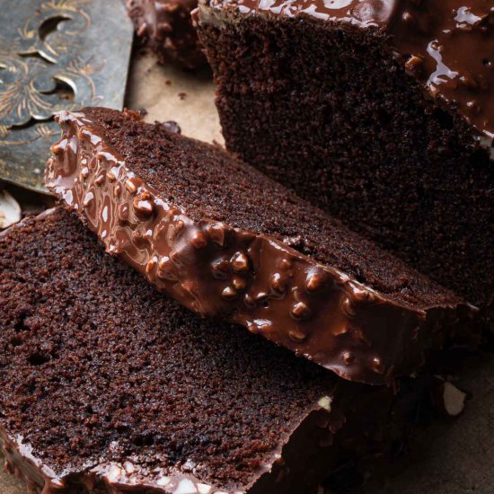Chocolate Loaf Cake Rocher Glaze - Recipe photo by nimpairings