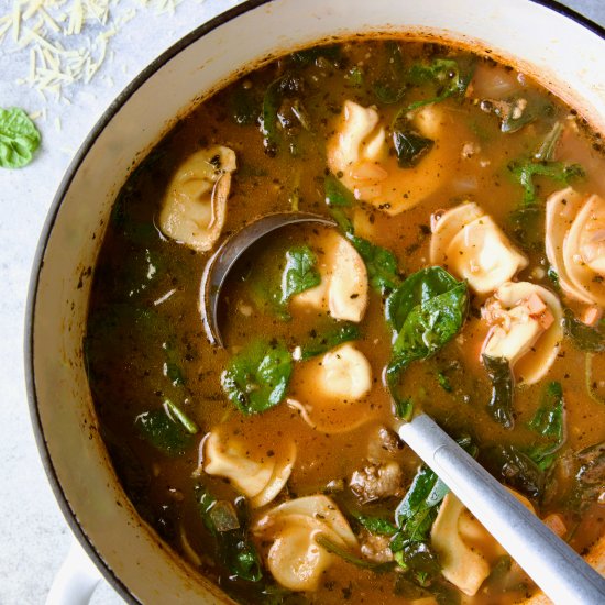 Spinach Sausage Tortellini Soup - Recipe photo by fromachefskitchen