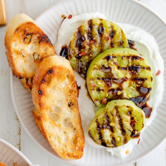 Grilled Green Tomatoes & Feta Dip - Recipe photo by theonlinegrill