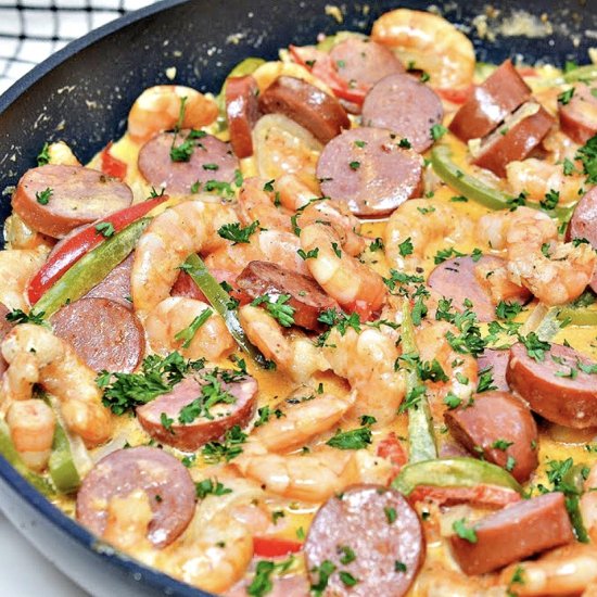Creamy Spicy Shrimp and Sausage - Recipe photo by Stylish Cravings