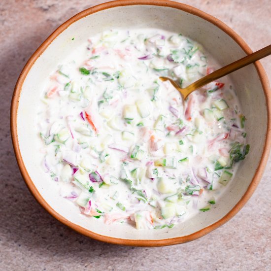 10 Minute Mixed Vegetable Raita - Recipe photo by tiffinandteaofficial