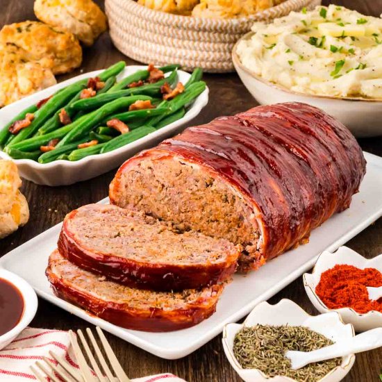 Bacon Wrapped Meatloaf - Recipe photo by Tessies Table