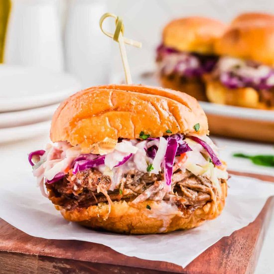 Pulled Pork Sliders - Recipe photo by Running to the Kitchen