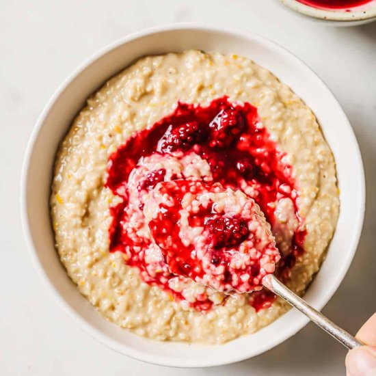 Perfectly Creamy Steel Cut Oatmeal - Recipe photo by Running to the Kitchen