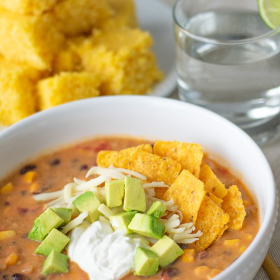 Creamy Vegetarian Tortilla Soup - Recipe photo by RealestReal