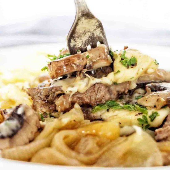 Slow Cooker French Onion Beef - Recipe photo by SweetCaramelSunday
