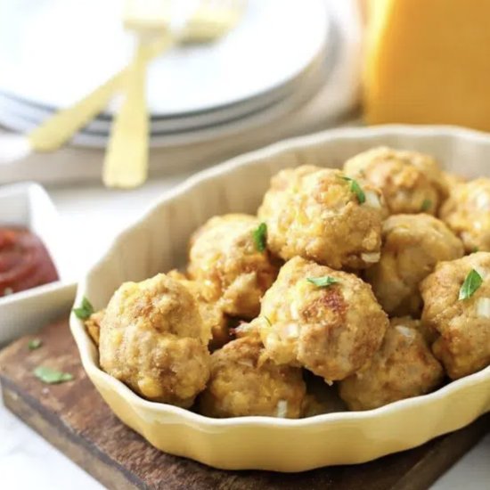 Cheesy Baked Chicken Meatballs - Recipe photo by SuburbanSimplicity