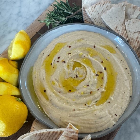 Lemon Garlic White Bean Hummus Dip - Recipe photo by theonepotmomma
