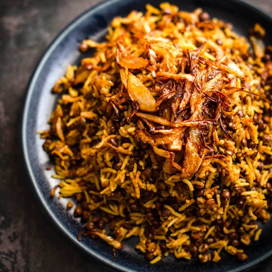 Mujadara – lebanese rice & lentils - Recipe photo by tiffinandteaofficial