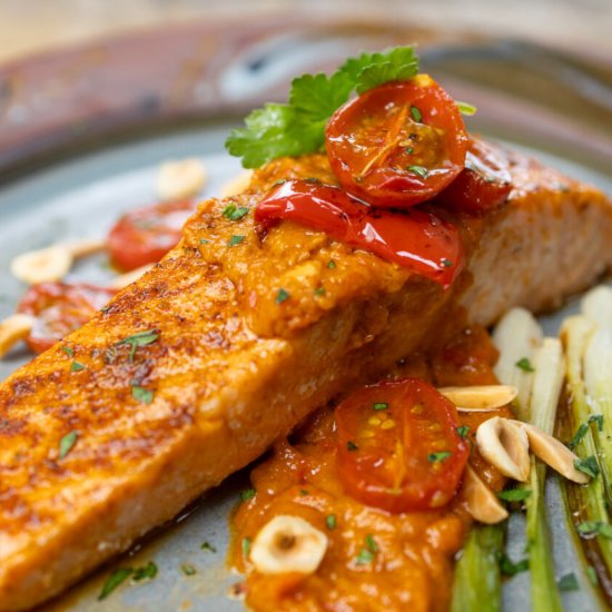 Faroe Island Salmon Romesco - Recipe photo by a zest for life
