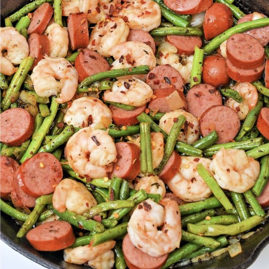 Honey Garlic Shrimp & Sausage - Recipe photo by We Want To Eat