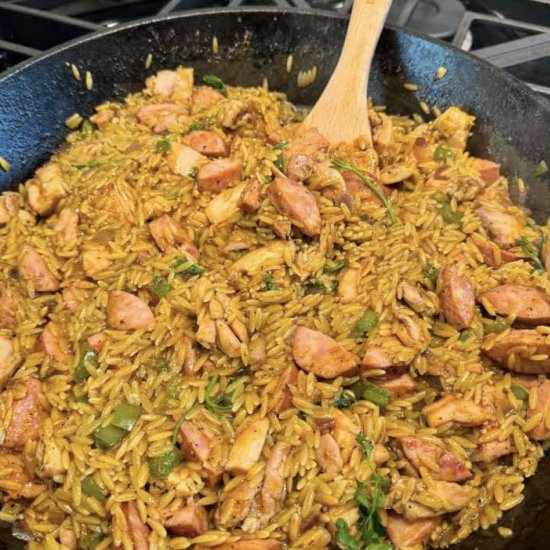 Orzo Cajun Jambalaya - Recipe photo by theonepotmomma