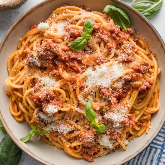 Instant Pot Spaghetti - Recipe photo by nourishandfete
