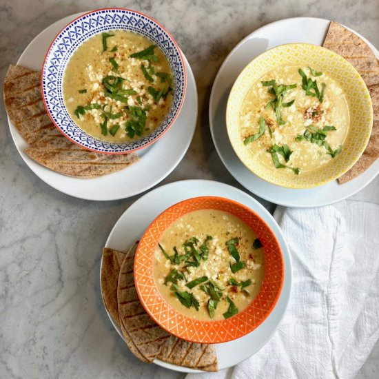 Elote-Style Corn Soup - Recipe photo by thebrookcook.wordpress.com