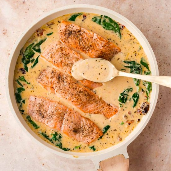 Cream Tuscan Salmon - Recipe photo by Tessies Table