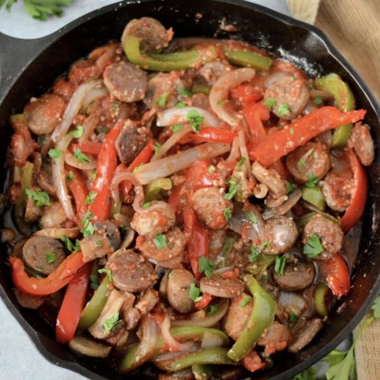 Keto Sausage and Peppers Scallopini - Recipe photo by We Want To Eat