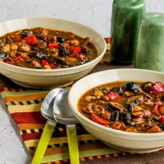 Sausage and Chickpea Stew - Recipe photo by kalynskitchen