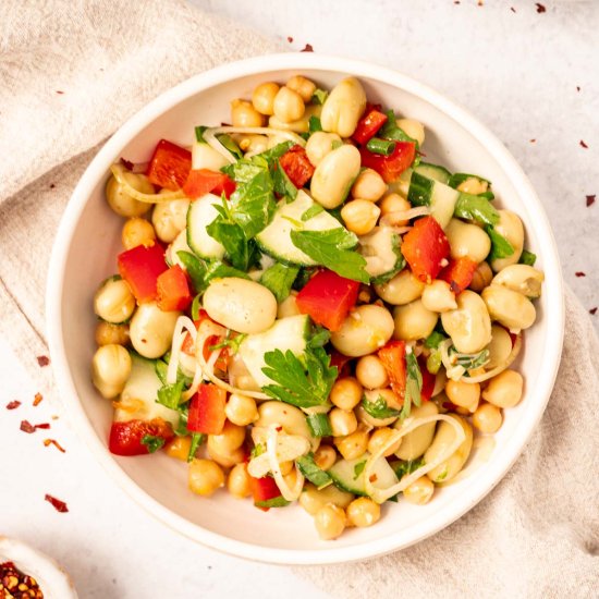 Fava Bean Chickpea Salad - Recipe photo by eatfreshglow.com