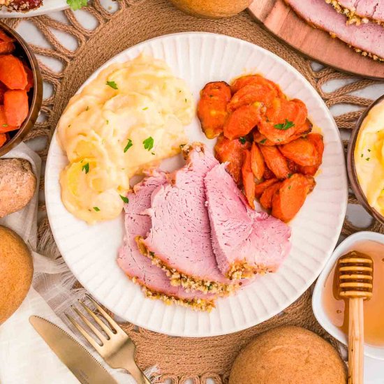 Herb Crusted Baked Ham - Recipe photo by Tessies Table