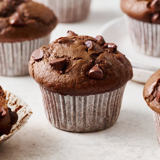 Sourdough Chocolate Muffins - Recipe photo by thebiteshot