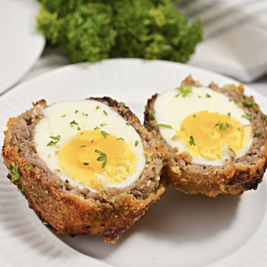 Keto Air Fryer Scotch Eggs - Recipe photo by We Want To Eat