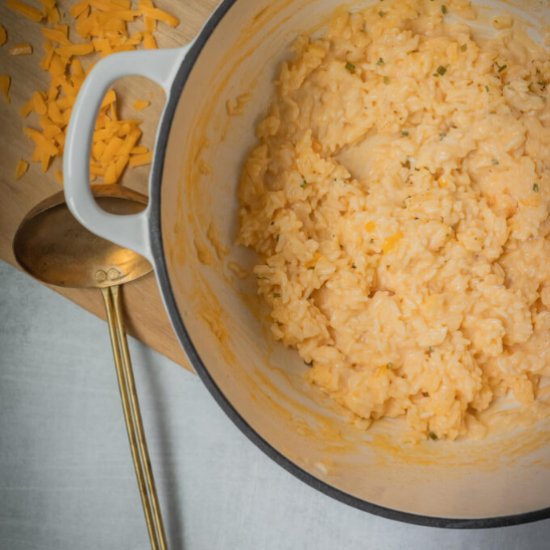 Easy Cheesy Cheddar Rice - Recipe photo by kitchenbluebird