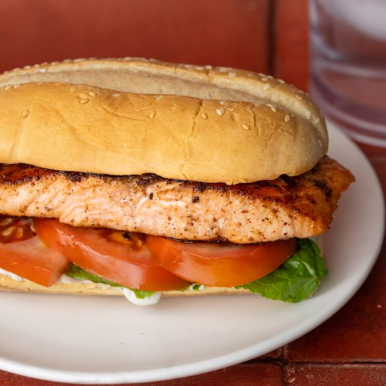 15-Minute Pan-Fried Salmon Sandwich - Recipe photo by marleysmenu