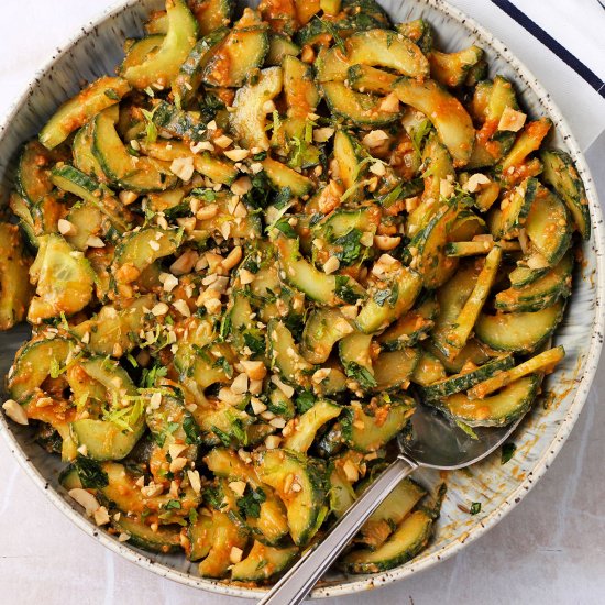 Cucumber Salad with Peanut Dressing - Recipe photo by veganwithgusto