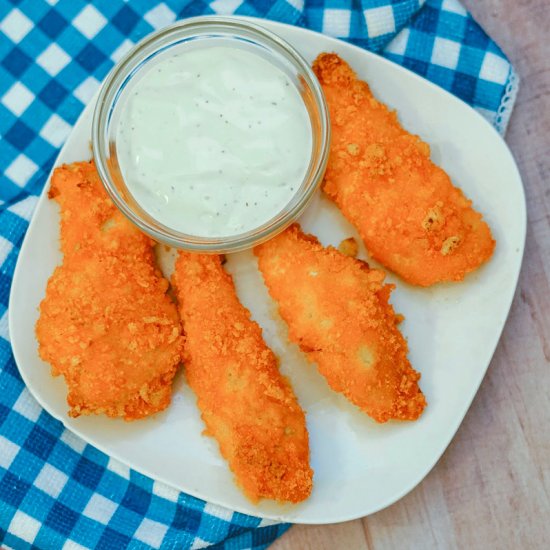 Baked Cheetos Chicken Tenders - Recipe photo by Skinny Sweets