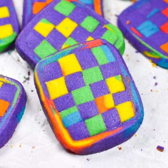 Rainbow Checkerboard Cookies - Recipe photo by bastecutfold