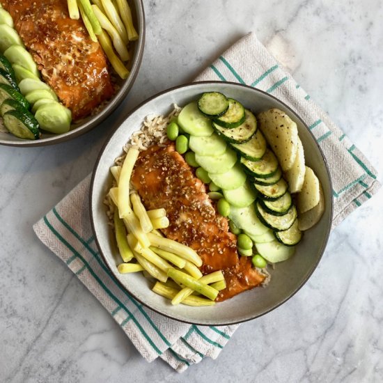 Wild Salmon Rice Bowls - Recipe photo by thebrookcook.wordpress.com