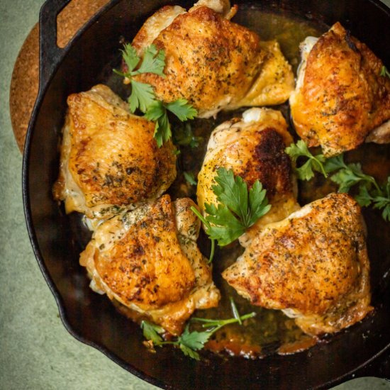 Oven Baked Chicken Thighs - Recipe photo by kitchenbluebird
